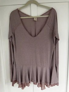 Free People We The Free Tangerine Tee in Mauve Size Large Long Sleeve - Picture 1 of 6
