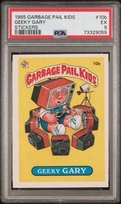 PSA 5 EX 1985 Garbage Pail Kids OS1 GEEKY GARY 10b MATTE STICKER CARD SERIES1 - Image 1 of 2