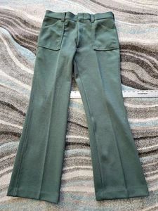 Vintage 70er 80er Polyester Hose Schlag Bootcut 34 x 31 grün Disco High Rise - Bild 1 von 8