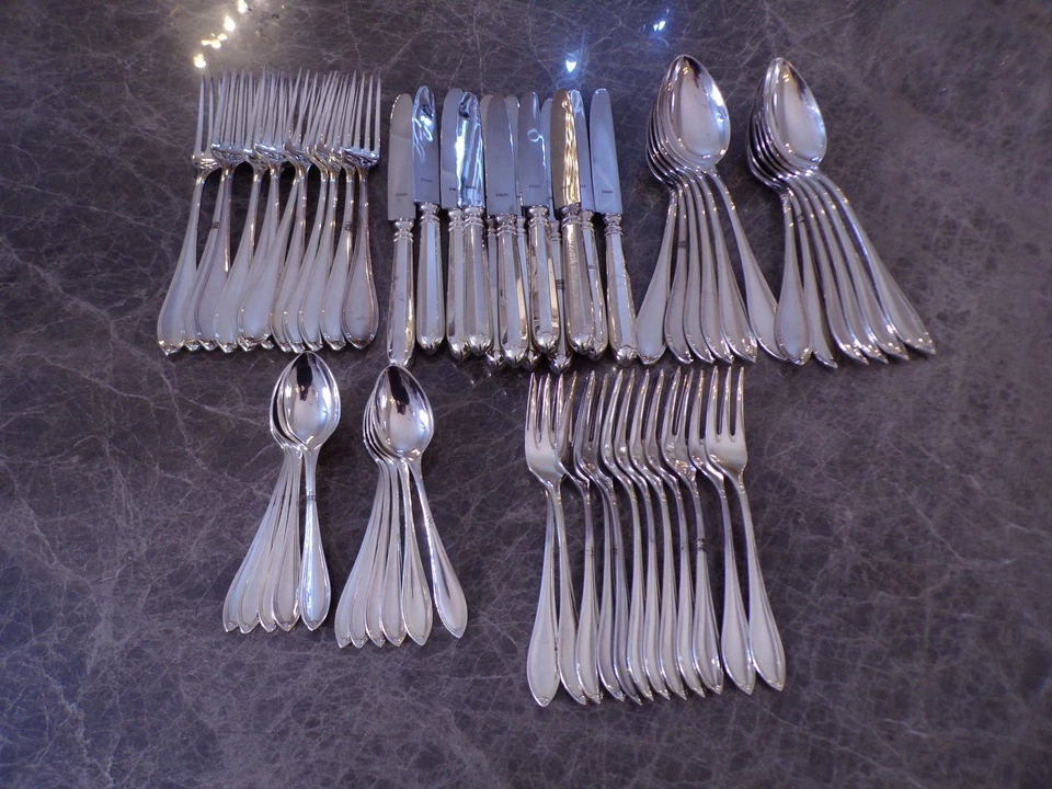 Robbe & Berking Modell NAVETTE Menübesteck 12 Personen 60 Teile Silber 90er TOP - Bild 1 von 4