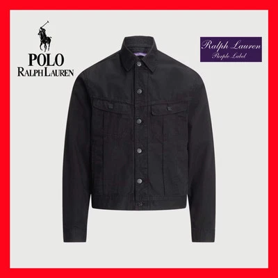 $895 Ralph Lauren Chaqueta de Camionero Etiqueta Púrpura Negra Piqué Prenda Teñida Para Hombre XXL Foto 1 de 4