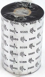 Zebra 4.33" x 1476' Thermal Wax/Resin Ribbons 05555BK11045 Genuine OEM -1 Roll - Afbeelding 1 van 5