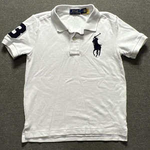 Polo Ralph Lauren Polo Shirt Boys Size 5 White Big Pony Short Sleeve Preppy - Picture 1 of 8