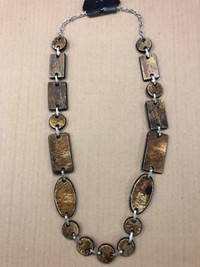 COLLANA METALLO E COCCO BIGIOTTERIA CIRCONF. CM 90 - Imagen 1 de 2