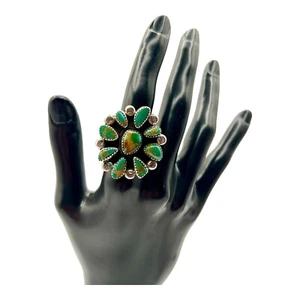Anillo De Colección Zuni Pasqual Natewa Plata Esterlina Oro Sonora Turquesa Talla Grande 8 - Imagen 1 de 4