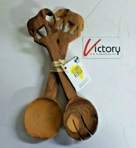 NIOB All Across Africa Serving Spoon Set | Handcrafted Wood Elephant Carvings    - Picture 1 of 10