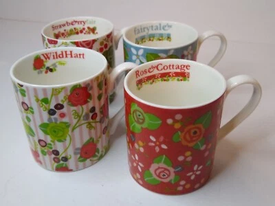 Bonitas tazas de té/café Queens Julie Dodsworth porcelana fina tema floral conjunto de 4 Foto 1 de 4