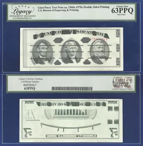 GIORI PRESS TEST NOTE BLACK JEFFERSON THICK PAPER S/N CHOICE UNC NEW 63 PPQ - Picture 1 of 1