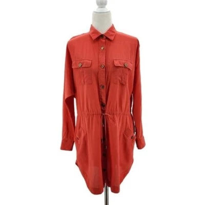Haute Hippie Womens Small Dress Silk Red Long Sleeve Mini Shirt Dress Boho Party - Image 1 of 4