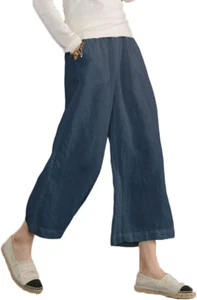 Womens Cotton Cropped Pants Loose Fit Wide Leg Capri Casual Plus Size - Picture 1 of 5