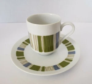 Mikasa Accent Tropicana Cup & Saucer Tea Set #5588 green white Japan - Picture 1 of 11