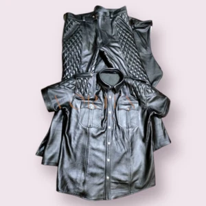 Gay Men Hot Leather Gay Suit In Genuine LAMB Leather Suit LGBT Party Suit - Bild 1 von 3