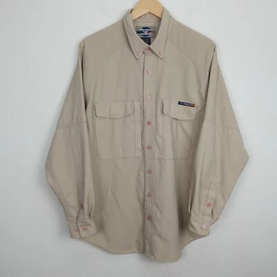 Exofficio Men's Medium Tan Vented Long Sleeve Fishing Hiking Sport Button Pocket - Image 1 of 4