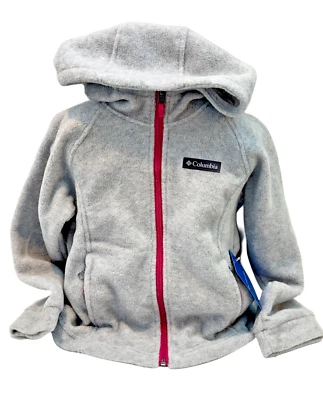 Columbia Youth Girl XS (6/6X) Benton II Fleece Jacket Gray Hood Front Full Zip - Image 1 of 4