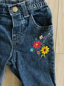 Vintage Nanette Baby Girl Jeans Embroidered Size 12 Months Y2K - Picture 1 of 5