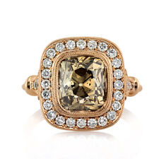 Mark Broumand 4.56ct Fancy Orangy Brown Old Mine Cut Diamond Engagement Ring