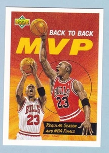 1992 Upper Deck tarjeta de baloncesto #67 Michael Jordan Jugador Más Valioso espalda con espalda clasificable - Imagen 1 de 2