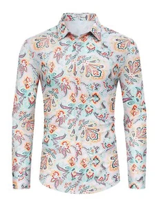 Men's Paisley Floral Dress Shirt Long Sleeve Slim Fit Button Down Shirts for ... - Picture 1 of 6