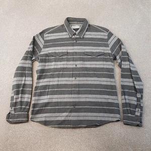 Barbour Mens Shirt Large Grey Stripes Brushed Cotton Flannel Tailored Fit Casual - Picture 1 of 10