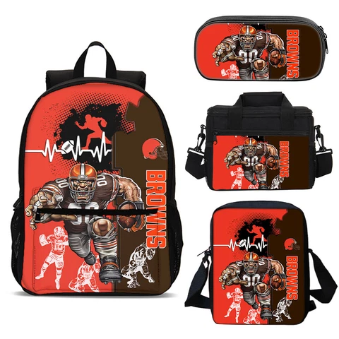 Cleveland Browns Kids' School Backpack Shoulder Bag Lunch Bag Pen Case Crossbody Cover