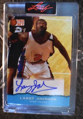 2022 Leaf Pro Set Sports Base Platinum Blue 25/35 Larry Johnson #PSA-LJ1 Auto - Image 1 of 2