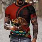 T-shirt homme manches courtes rouge noir aigle aztèque mexicain mode Mexique