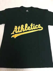 Youth L Green Athletics Majestic Cotton Blend Baseball T-shirt - Picture 1 of 3