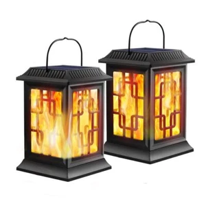 Solar Lanterns Outdoor Hanging Solar Lantern Flickering Flame Solar Lights Decor - Picture 1 of 6