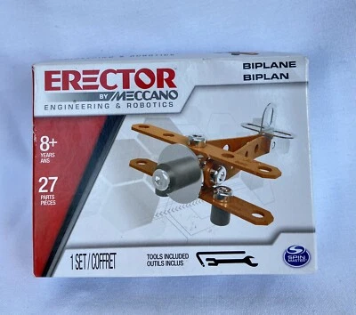 ERECTED by Meccano Model Set - Biplane - Spin Master Educational Kits - Image 1 of 4
