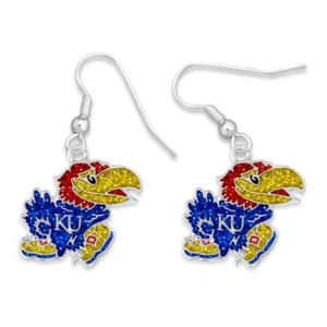 Pendientes brillantes de día de juego de Kansas Jayhawks joyería regalo con licencia KU - Imagen 1 de 1