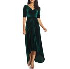 Adrianna Papell Womens Green Velvet Hi-Low Formal Evening Dress Gown Size 2