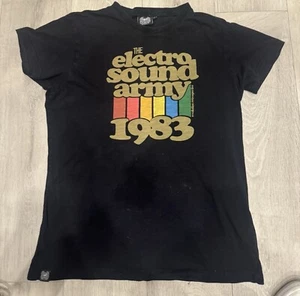 Vintage Men’s l Electro Sound Army 1983 By Revolution Black T Shirt - Picture 1 of 7