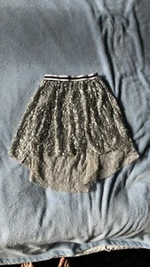 Girls High Low Silver Sequin Skirt, Size S, Gently Worn - Picture 1 of 6