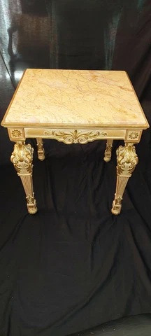 Italian End Table Square 24.5"W x 26"H Hand Carved antique Style Marble Top Cover
