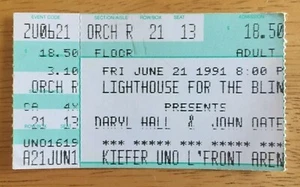 Hall & Oates Concert Ticket Stub Kiefer UNO Arena New Orleans Louisiana 6/21/91 - Picture 1 of 2
