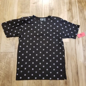 Nos Vintage Lizwear Baumwolle Strick Top S Oversize Tunika 21,5" Grube Blumen Henley - Bild 1 von 13