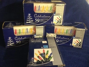 NIB 4 sets Celebrations LED M5 MULTI unbreakable bulbs light string Christmas - Picture 1 of 6