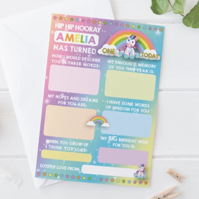 x10 Tarjetas Cápsula del Tiempo Personalizadas 1er Cumpleaños • Bautizo • Baby Shower Foto 1 de 2