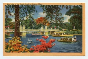 The Lake in the Public Gardens, Boston, Mass. Color Postcard - Picture 1 of 2