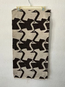 Mexican Rug/Wall art Traditional natural wool Brown & cream 16" x31" Bird motif - Picture 1 of 2