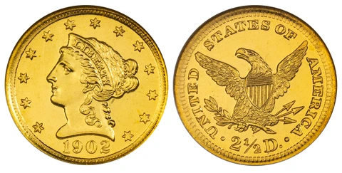 1902 $2.50 Quarter Eagle NGC PR67 Cameo Philadelphia No motto above eagle. KM 72 Cover