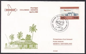 FFC0297 SWISSAIR First Flight Cover, FFC, Colombo - Geneva - Picture 1 of 2