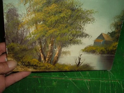 vintage original HARLOCK  signed oil on canvas painting harlock landscape  - Image 1 of 4