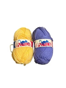 Vintage Le Chat 100% Acrylic Yarn Lot Of 2 Lavender Daffodil  - Picture 1 of 5