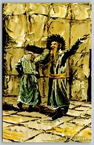 Dancing Jasidim Judaica Judío Año Nuevo Danza Morris Katz 1972 Arte Postal F15 - Imagen 1 de 3