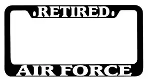 Black METAL License Plate Frame Retired Air Force Auto Accessory - Picture 1 of 1