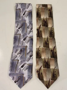 Menge (2) 1996 & 2004 J. Garcia 100 % Seide geometrische Krawatten - grau braun - Vintage - Bild 1 von 13