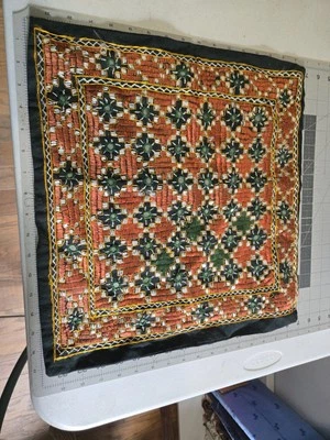 Beautiful Embroidered Pillow Cover Mirrors Imported 17 X 17 - Image 1 of 4