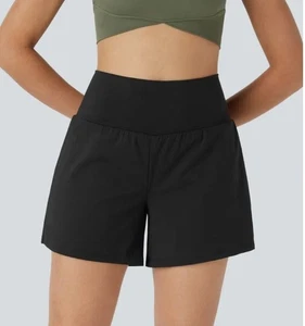 NWT Halara Black Lightweight Stretchy Waist Lined Shorts Size 1X Long 4" Inseam - Picture 1 of 10