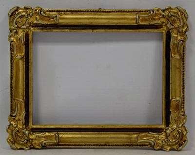 Marco de madera antiguo siglo XIX con hoja de metal Interior: 10,4 x 7,5 pulgadas Foto 1 de 3